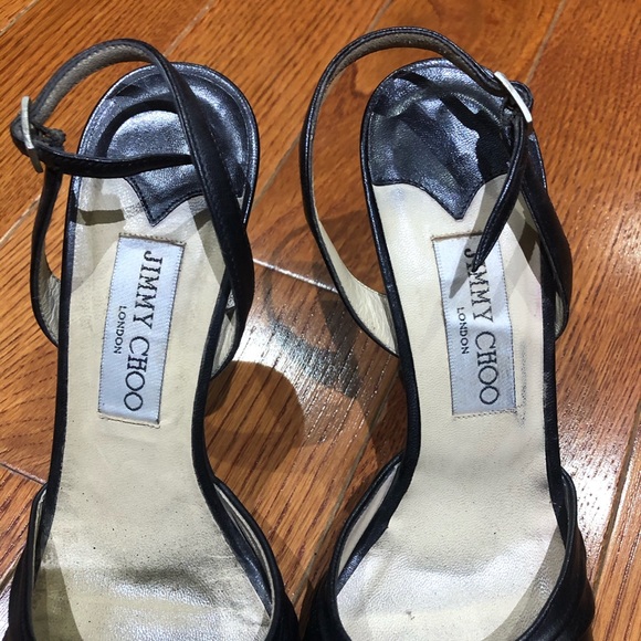 Jimmy Choo Black Leather Slingback Sandals 36.5 - Picture 4 of 5